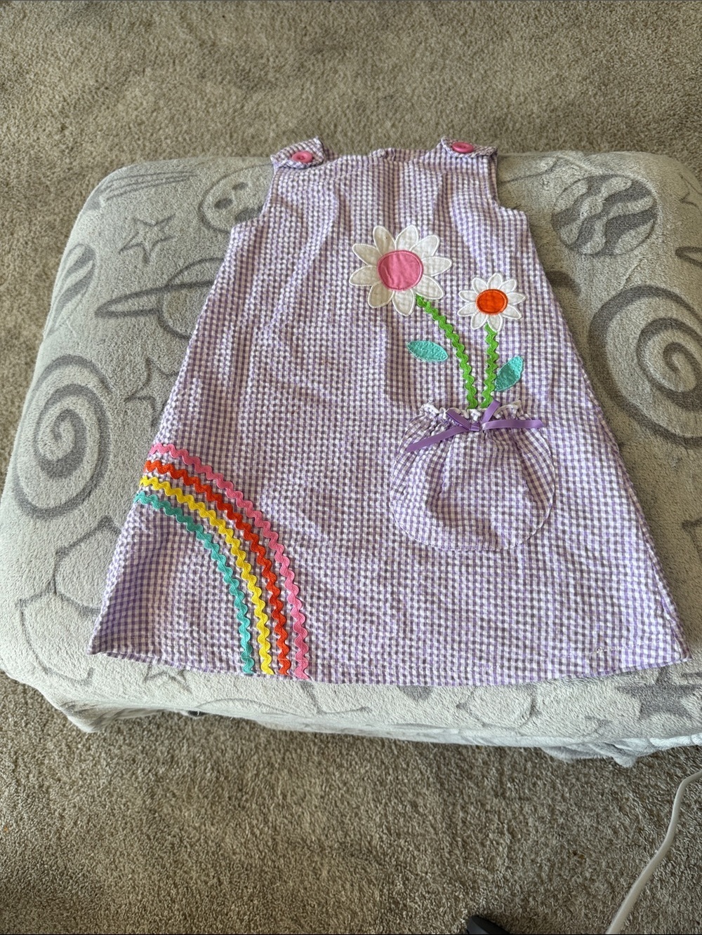 Lilac Girls' Flower Appliqué Pinafore Dress